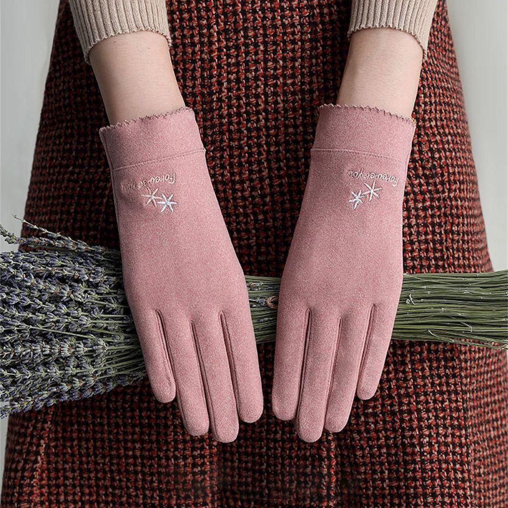 Thin Velvet Warm Gloves Touch Screen Mittens Fashion All Finger Gloves Outdoor