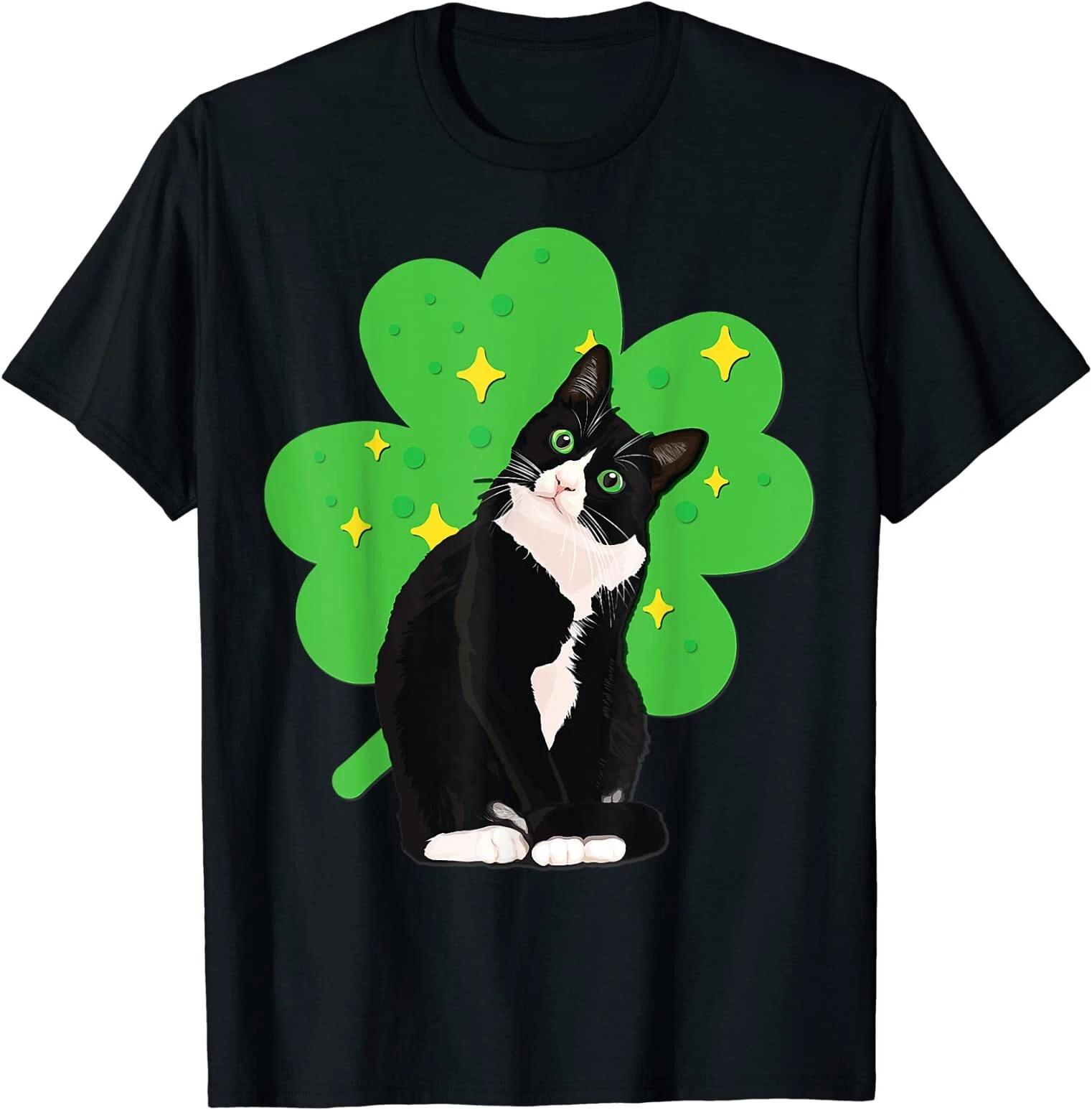 Men s and Women s T-shirts NEW LIMITED St Saint Patrick s Day Tuxedo Cat Men Women Great Gift T-Shirt S-3XL XL