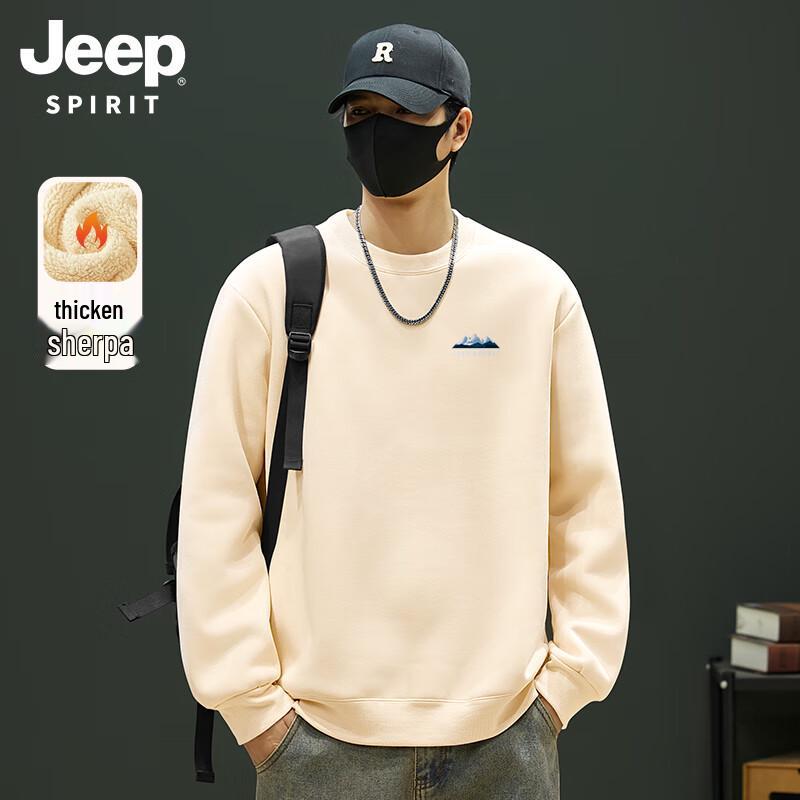 

JEEP SPIRIT Men s Fleece-Lined Winter Crewneck Sweatshirt M