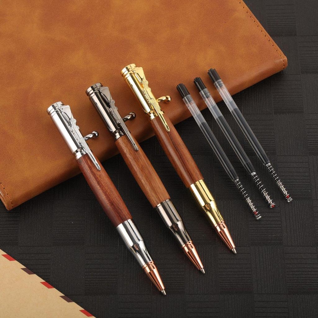 1 szt. Długopis Pistolet Imitacja Pocisku Metalowy Ciężki W dotyku Transgraniczny Kreatywny Punktowy Napis Taktyczny Pistolet Maszynowy Retro Długopis z Zamkiem