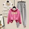 Plush and Thick Hoodie Cotton Vest Casual Sports Pants 3-piece Fashionable Female Student Sports Set Winter Tracksuit Outfits