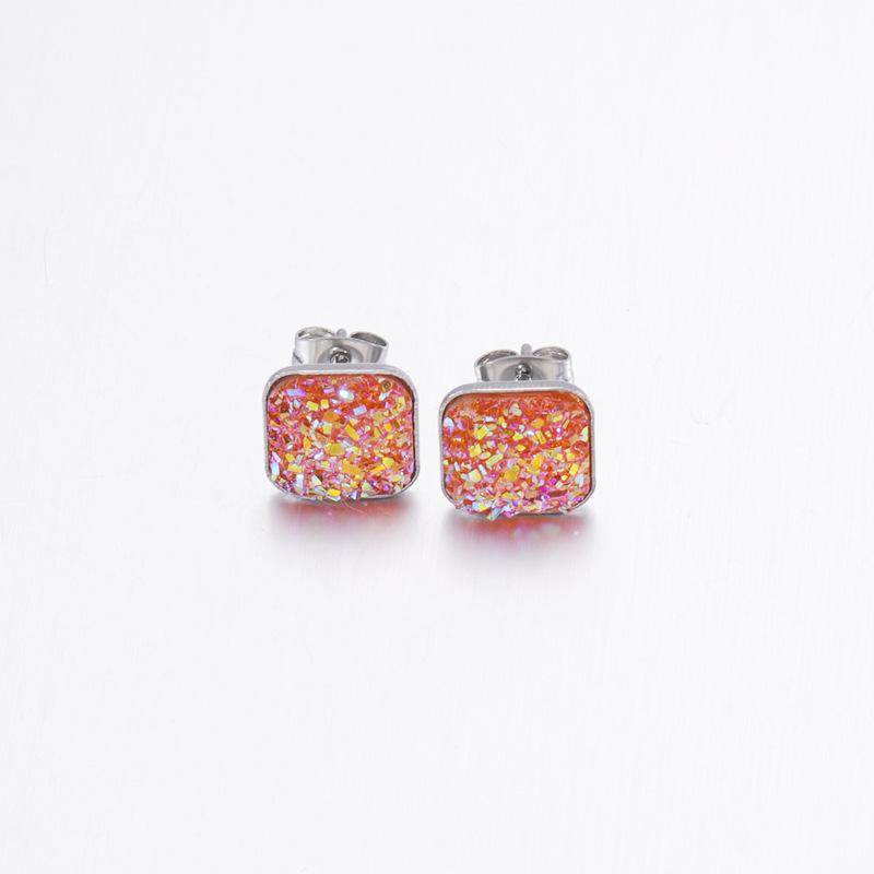 Women’s Crystal Cluster Rhinestone Stud Earrings - Square Concave-Convex Design, Star Style