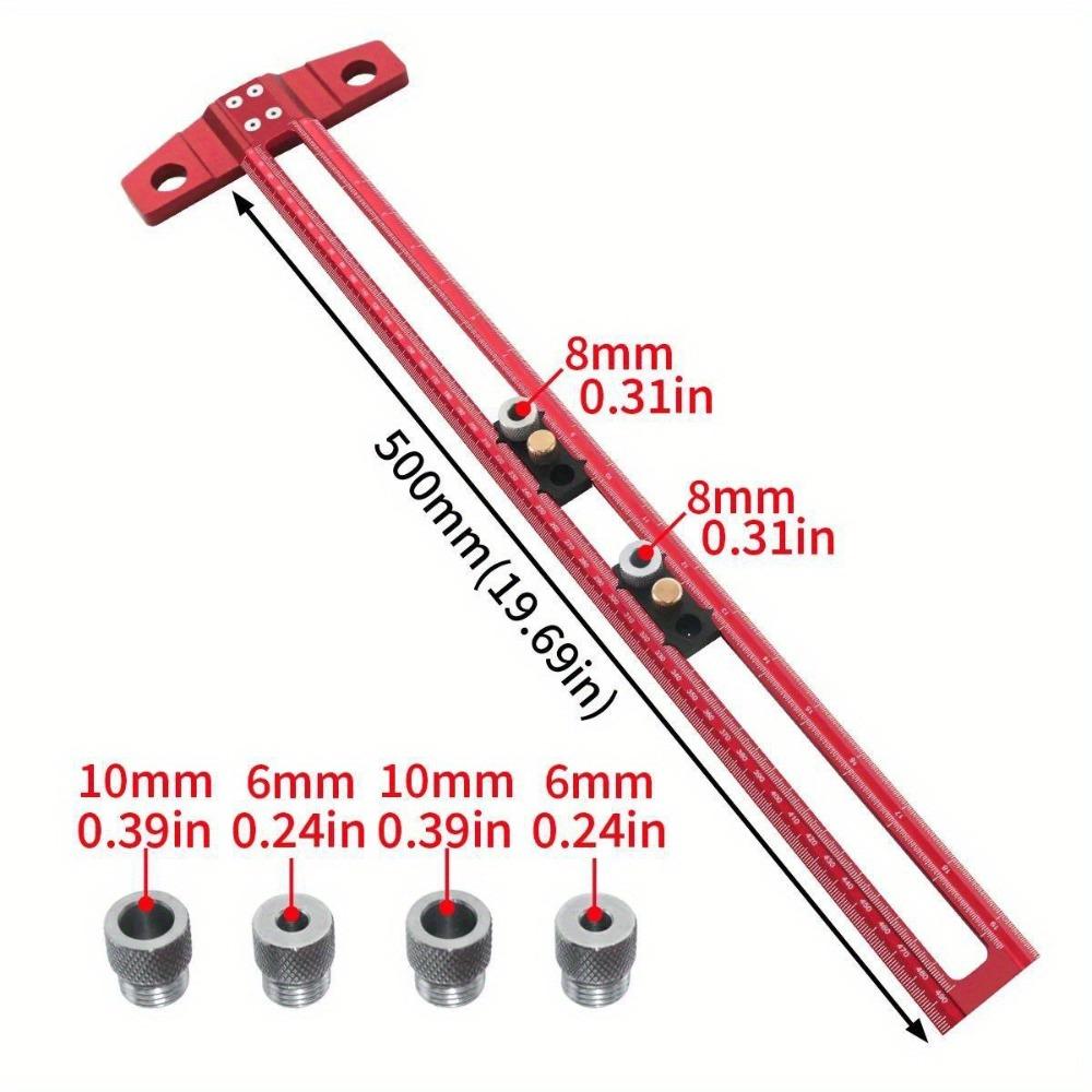 2 in 1 Line Marking Ruler Aluminum Alloy Scriber Marking Ruler  Woodworking