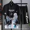Youth Summer Casual Set Men's Thin Quick Drying Ice Silk Short Sleeved T-shirt Home Clothing Sports Shorts Two Piece Set