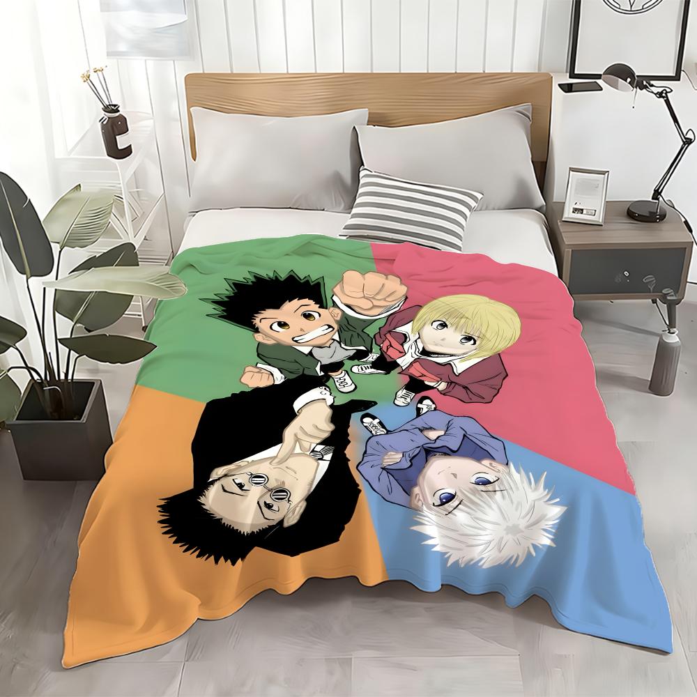 Anime Hunter x Hunter Throw Flannel Throw Blanket: Soft Kid-Friendly Warm Anti-Static All Season Washable Couch Bed Home