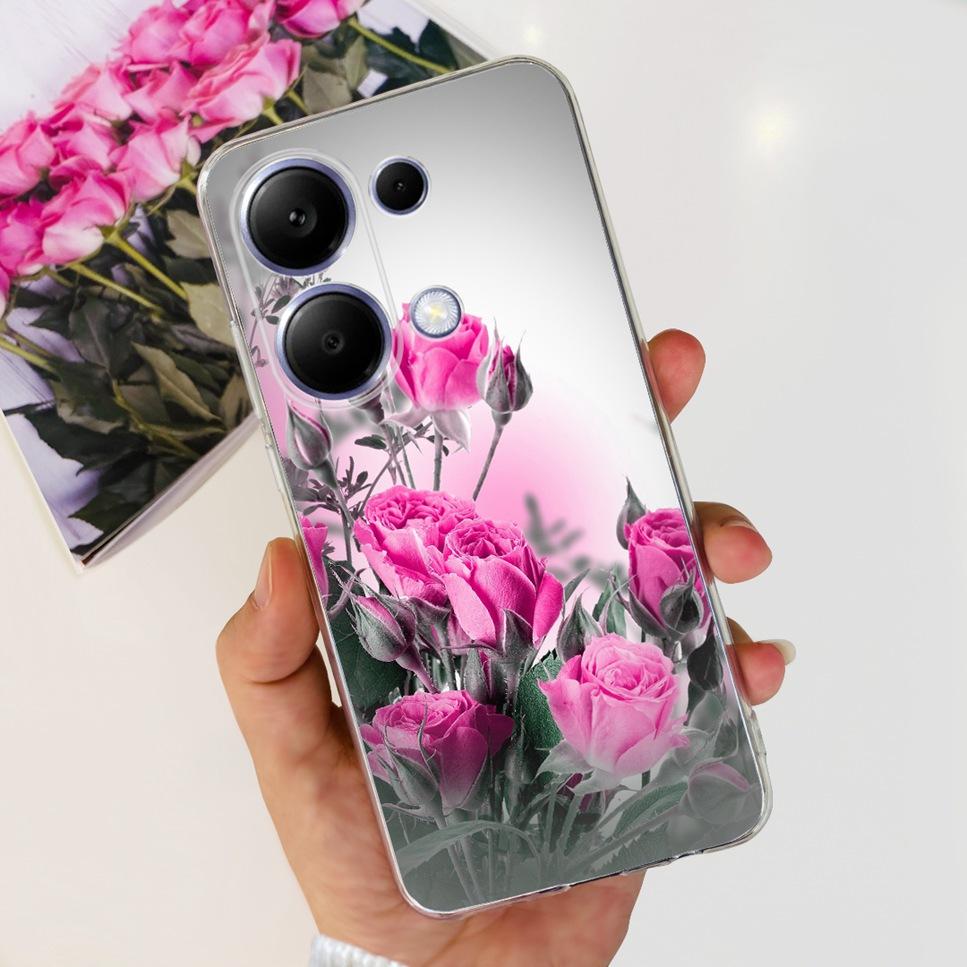 For Xiaomi Redmi Note 13 Pro 4G Case Beautiful butterfly flower TPU Soft Silicone Cover For Xiaomi Poco M6 Pro Bumper Phone Case