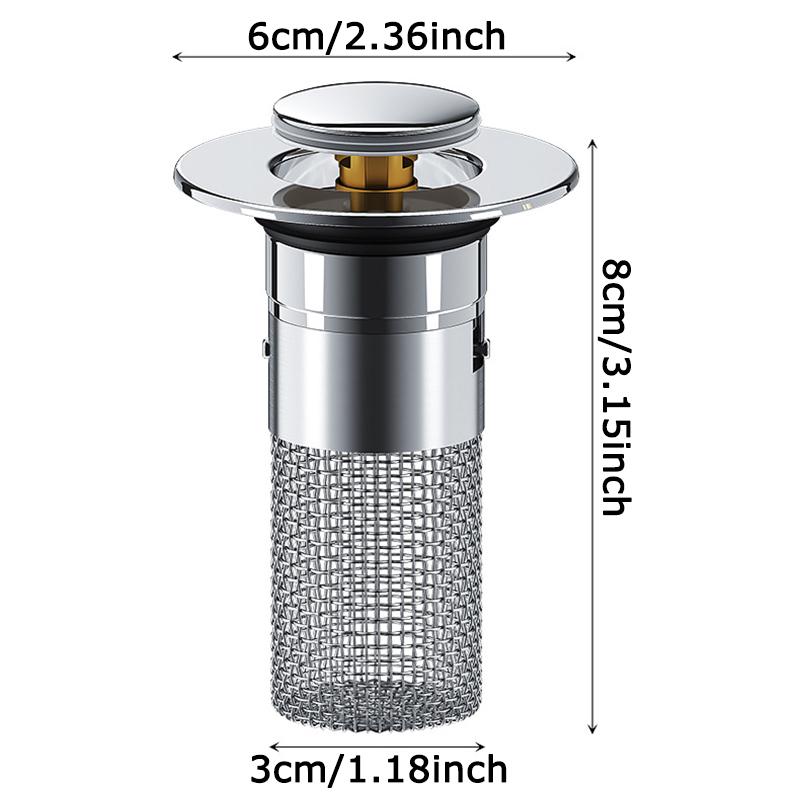 WTEMPO 1PC Universal Drain Stopper Bathroom Sink Stopper Stainless Steel Anti-Clog Home Filter Hair Catcher Shower Floor Drain