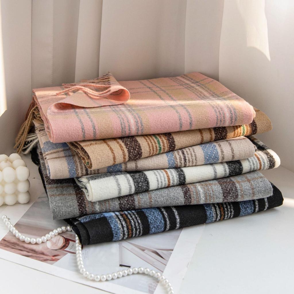 New Autumn and Winter Scarf for Women Winter High End Scarf Korean Style Thickened and Warm Imitation Cashmere Plaid Shawl