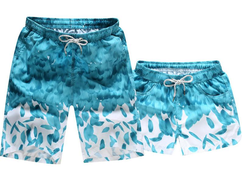 Quick-Dry Couple's Beach Shorts: Men's Breathable Swim Trunks & Women's Casual Printed Shorts