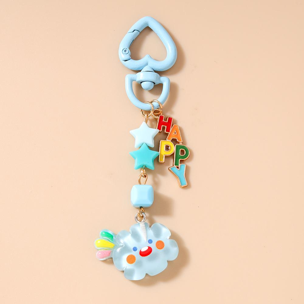 Aihua Cute Kawaii Happy Clouds Keychain for Women Girls Kids Handbag Pendants DIY Sweet Stars Cloud Key Ring Jewelry Gifts