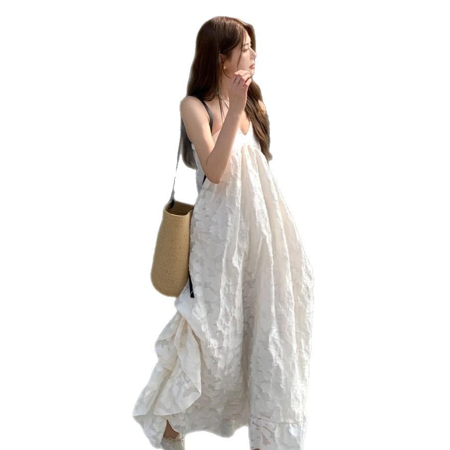 French pure desire wind seaside vacation neck suspender dress women's summer sexy backless temperament ruffle edge dress