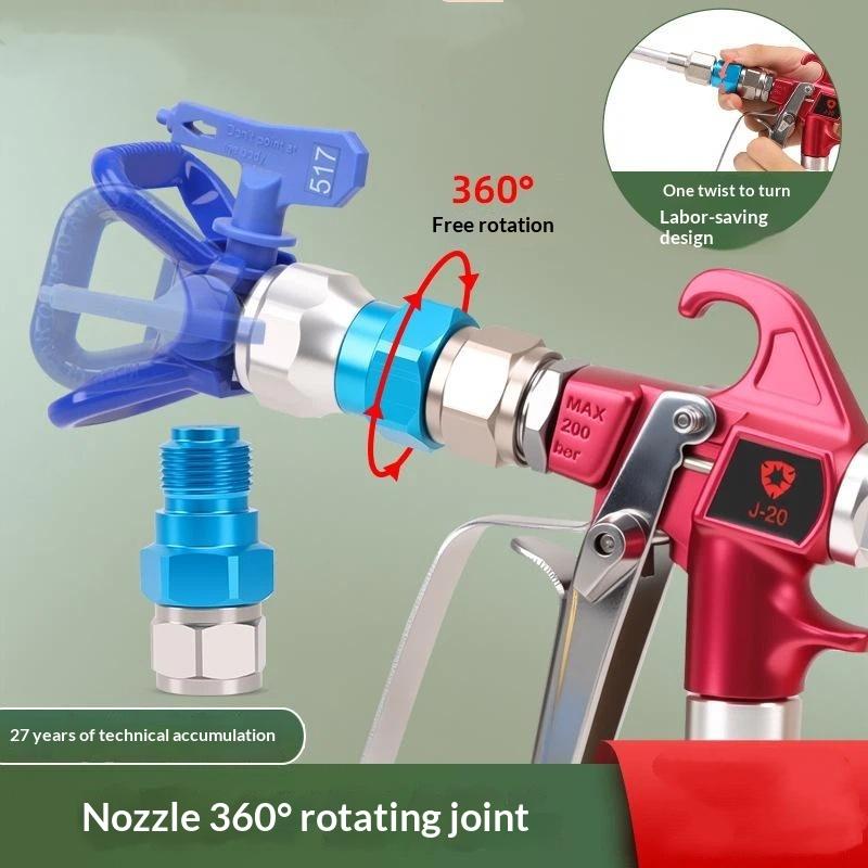 360 Degree Rotatable Airless Paint Sprayer Adapter Aluminum Alloy High Pressure Leak Resistant Swivel Joint For Smooth Coating