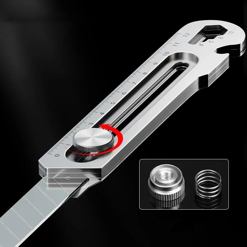 Multifunctional Utility Knife 6 In 1 Stainless Steel Office Stationery All Purpose Cutter Bottle Tin Opener Screw Ruler