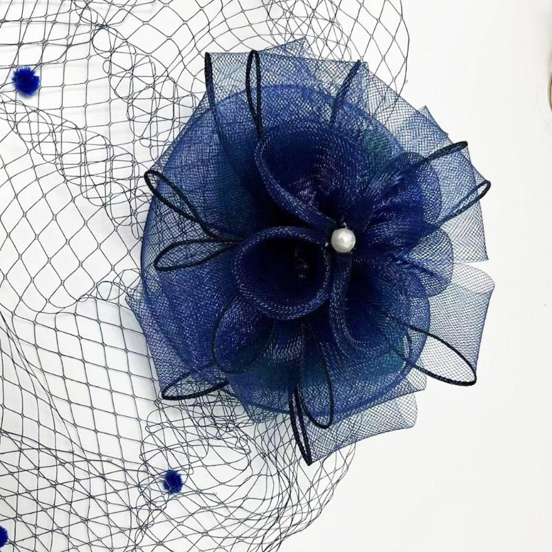 Elegant Black Fascinator Hat With Net Flower and Hair Clip Headpieces Unique Hair Accessories for Women Girls