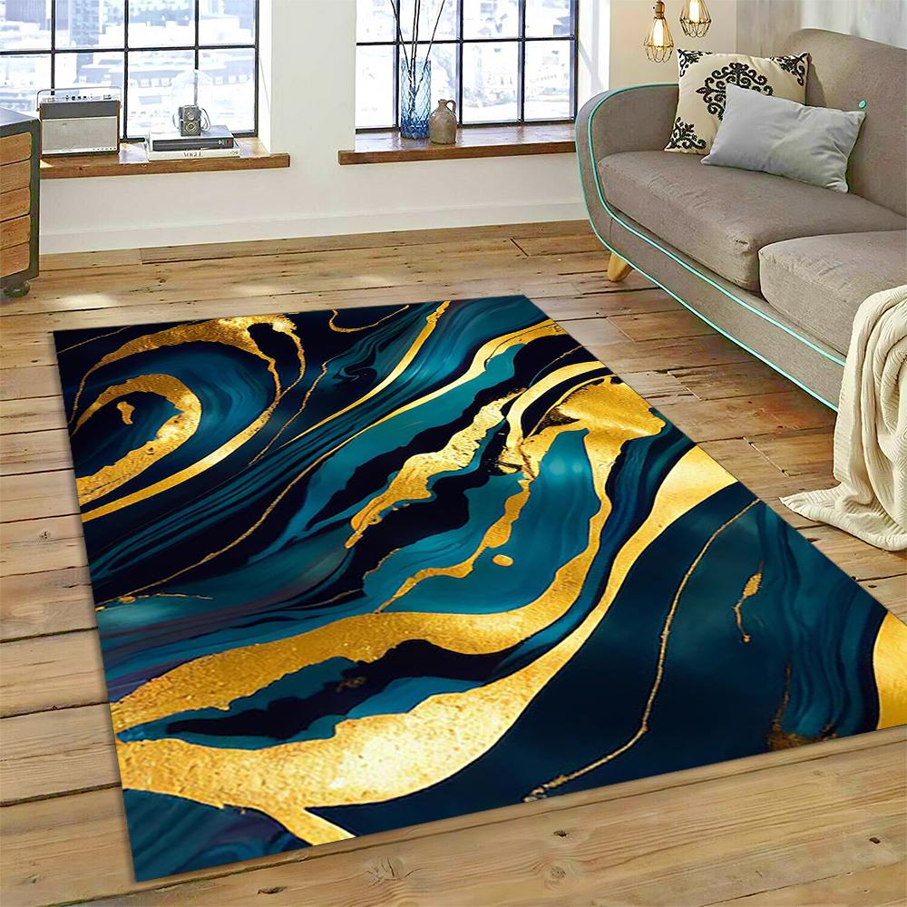 Dream Colour Splendid Marble Gold Nordic Rug for Home Living Room Bedroom Sofa Doormat Kitchen Decor Mat