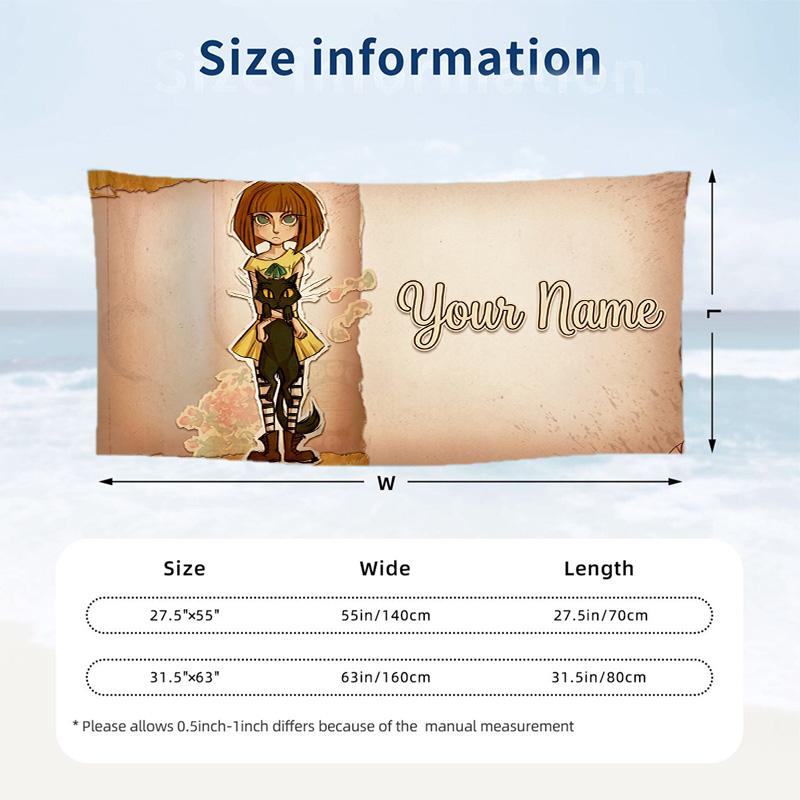 Custom Text Beach Towel, Soft Absorbent Swimming Multi-use TowelFran Bow