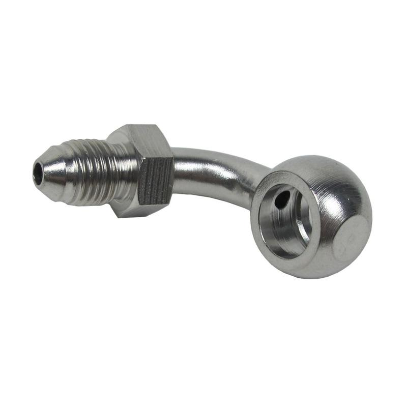 Adaptor Fiting Banjo 90 Grade pentru Furtun de Frână din Oțel Inoxidabil 3/8" 10mm AN3 Pentru Harley Touring Road King FLHX FLHT Sportster