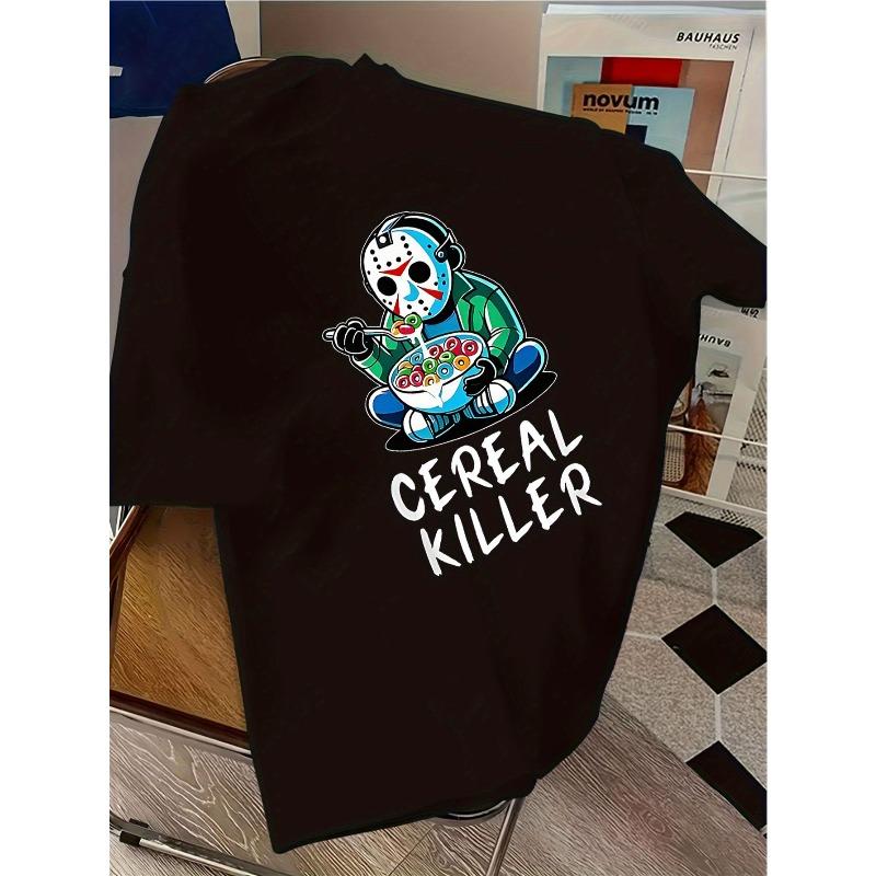 European sizes Children Cereal Killer Graphic T-Shirt - Casual Short Sleeve Tee with Cartoon Character Design, Summer ' Clothing,Comfortable ' Wear