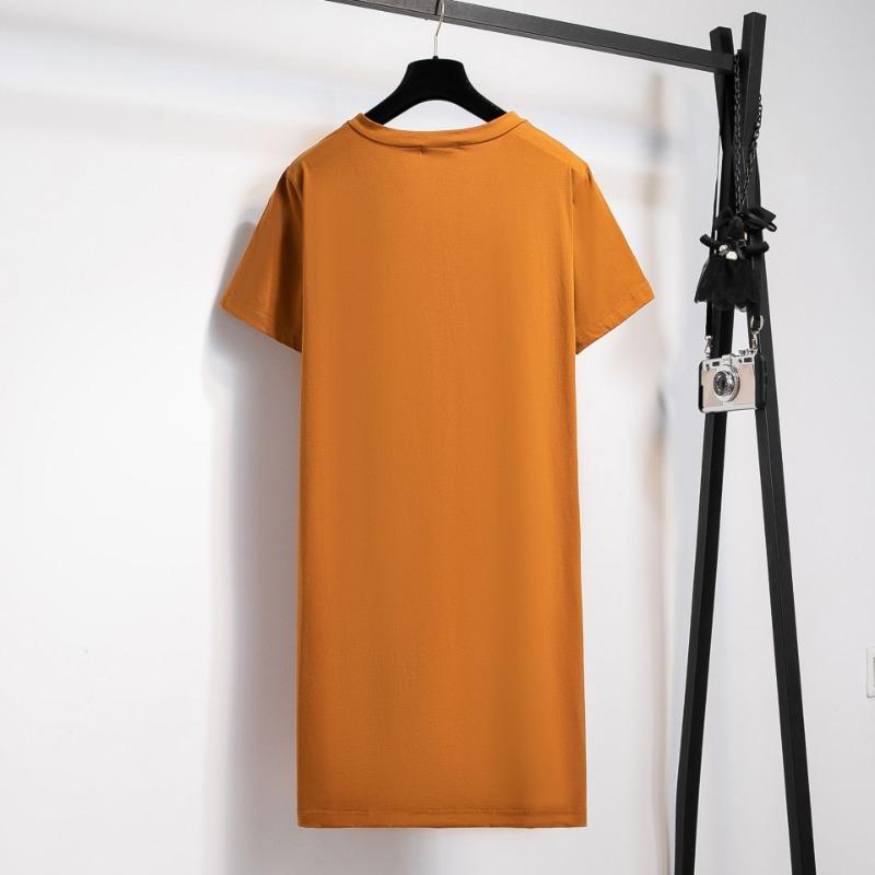 Plus Size Women's T-shirt Dress Summer V-neck Slim Dresses