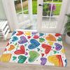Colorful Doodle Heart Shapes Floor Mat Flannel Rug Soft Non Slip Washable Door Mat For Bathroom Bedroom Kitchen Home Decor