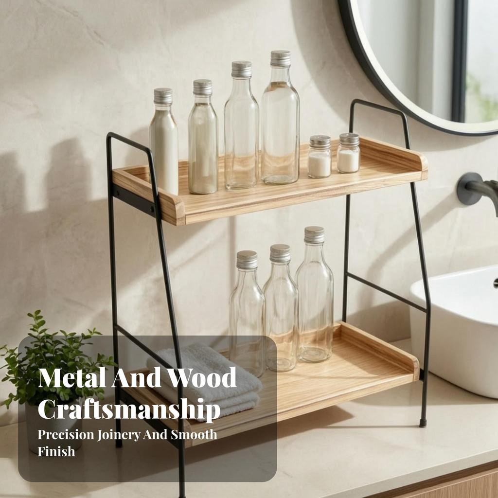 Two-Tier Tabletop Storage Rack Easy to Clean Two-Level Countertop Organizer