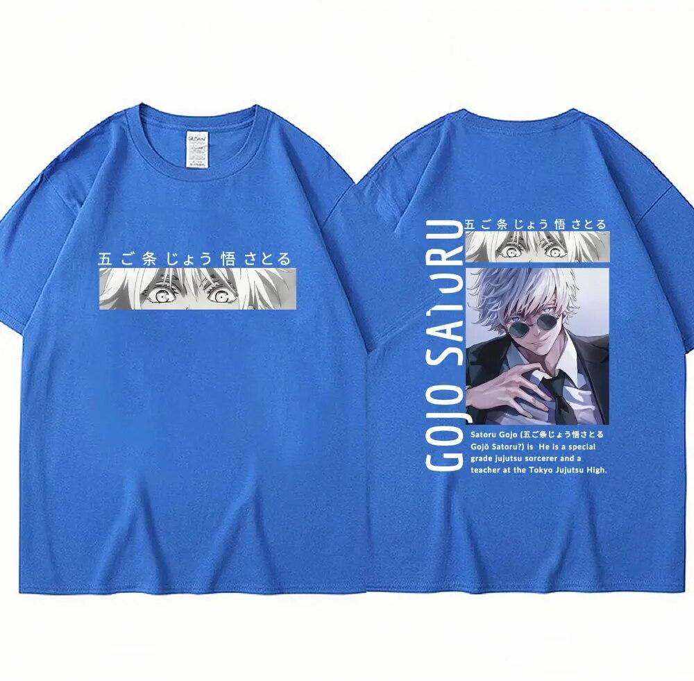 Japan Anime Jujutsu Kaisen Tričko Gojo Satoru Harajuku Manga Krátký rukáv Unisex Dámské Cool trička Streetwear Y2k Oblečení Topy