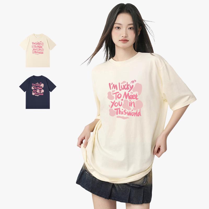 

2023 Summer Unisex Cotton T-Shirt: Trendy Loose-Fit Short Sleeve 2XL (155-170 jin)
