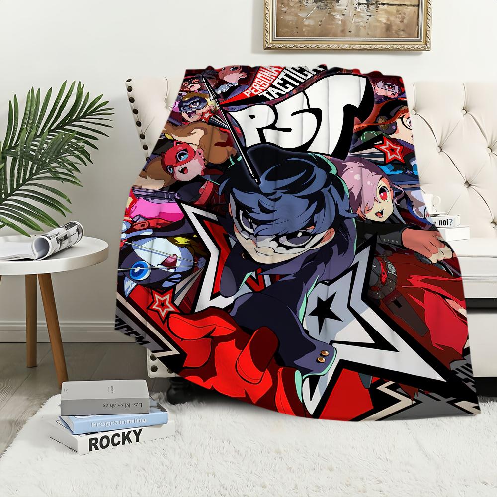 Game Cool 5 Cute Blanket Plush Nap Sofa Rug P-Persona for Living Room Warm Office Bedroom Birthday Home Travel Kid Gifts