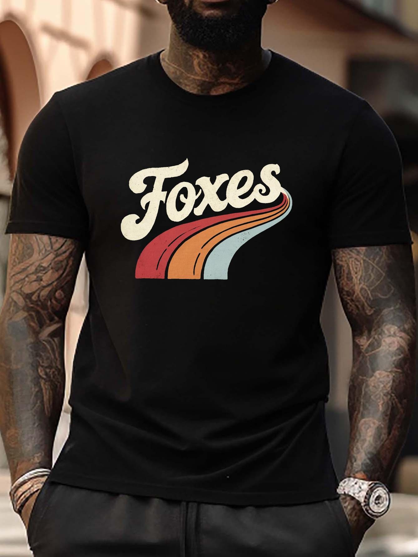 

Plus Size Retro Foxes Cursive Script & Geometric Graphic T-shirt - Light Grey Summer Casual Short Sleeve Tee S