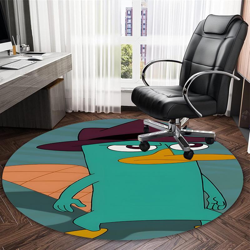 1pc Phineas and Ferb1 Carpet, Round Rug, Comfortable, Suitable for Entryways, Living Rooms, Office, And Bedrooms, Christmas Decoration