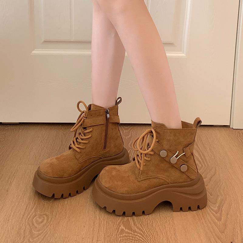 

Ботинки Мартин на толстой подошве женские осенне-зимние новые ботинки матовая кожа ретро высокие ботинки локомотив рабочие короткие ботинки 40 малиновый