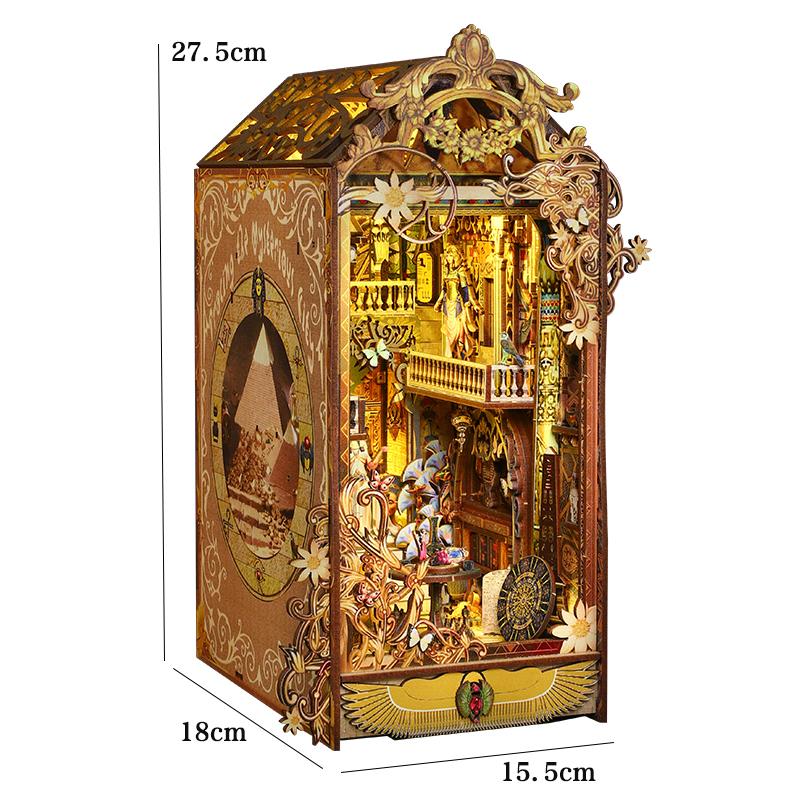 Book Nook Kit Doll House DIY Wooden Puzzle Bookshelf Insert Decor Dollhouse Model Bookend Building Home Decoration Xmas Gifts