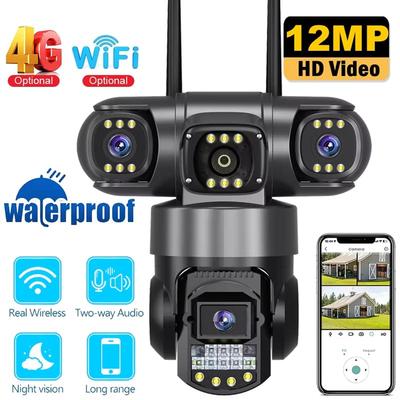 3 Lens 12MP HD WiFi Kamera Güvenlik Koruması Ev Gözetim Kameraları Akıllı Ev CCTV Kameraları Açık Hava Su Geçirmez Gözetim