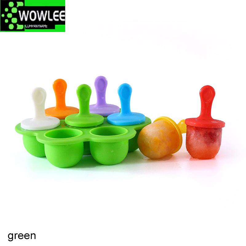 Mini Silicone Ice Cream Pops Mold, 7Holes, Food Grade, Baby DIY, Fruit Shake Crea, Reusable Popsicle, Home Kitchen Tools, Tray