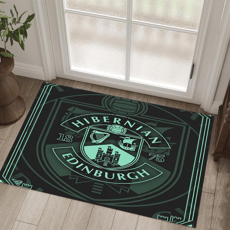 Hibernian FC Design Kristall Samt Teppich Gemütlich Nicht?Rutschfester Teppich mit Aufdruck für Schlafzimmer Wohnzimmer Eingang