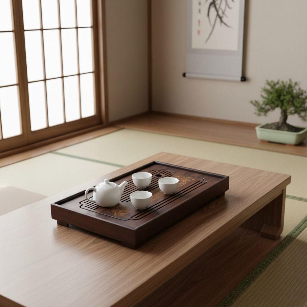 Bamboo Chinese Kungfu Tea Tray Engrave Pattern Tea Serving Tray Simple Tea Drainage Board  Office