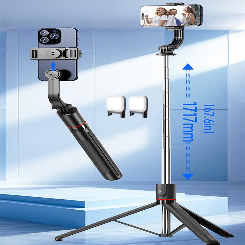 Gimbal Stabilizer Selfie Stick Tripod Gimbal 360 Rotation Following Shooting Mode with Light For iPhone Xiaomi Andriod phone