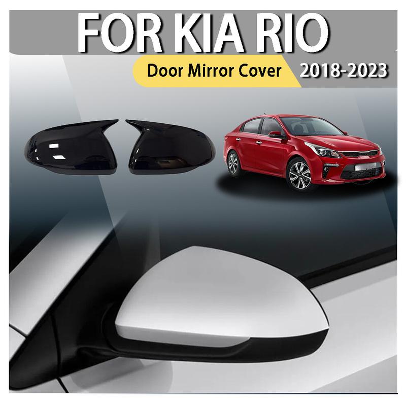 Door Mirror Cover For Kia Rio 2018 202arbon Fiber Glossy Black Car Decoration Upgrade Rearview Accessories