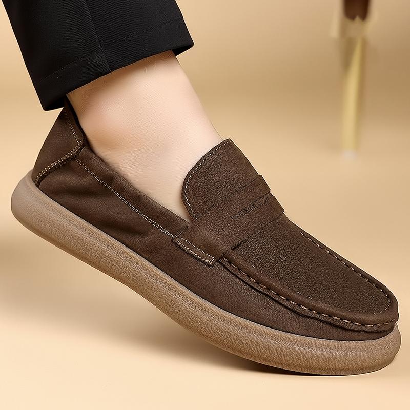Fashion Fashion Genuine Leather Mens Shoes Business Casual Luxury Brand Soft Comfort Loafers Shoes High Quality Slip on Male Boat Shoes