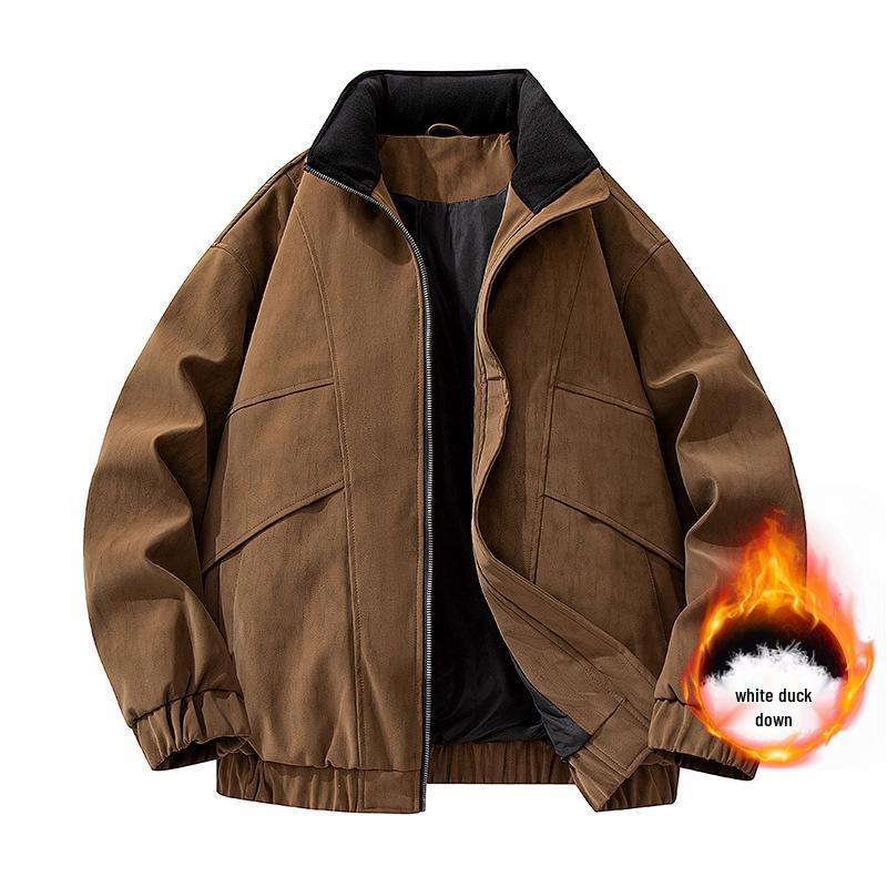 2025 Winter White Duck Down Jacket: Korean Style, Versatile Men's Fashion, Loose Fit, Warm and Stylish with Solid Color