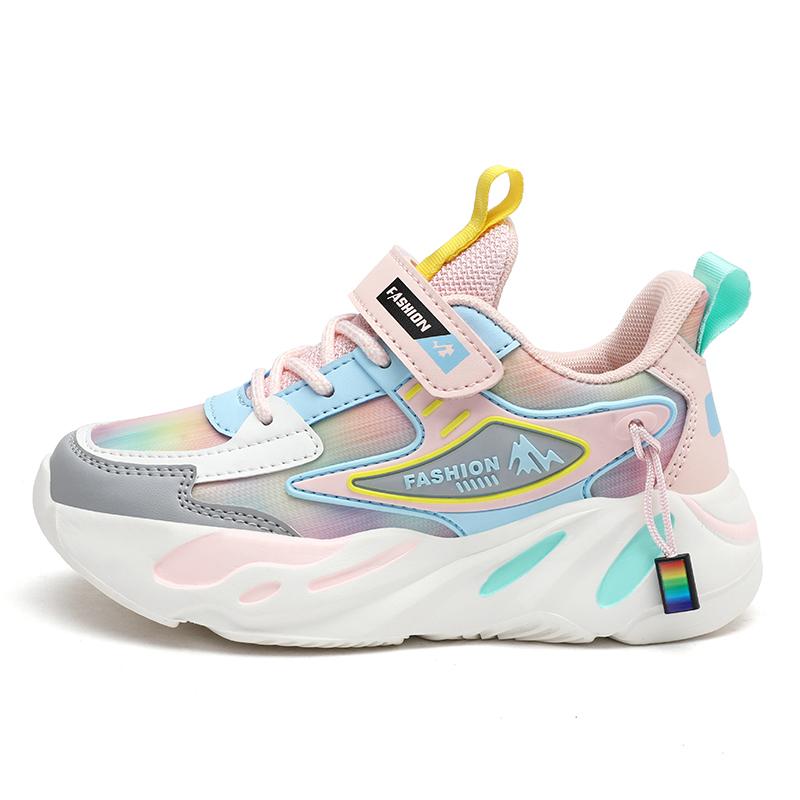 Różowe dziewczęce trampki Miękkie dno skórzane buty dziecięce Lekkie, codzienne, studenckie buty do biegania dla dzieci, antypoślizgowe, w wieku 3-15 lat