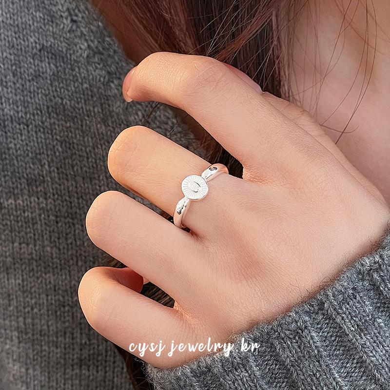 Cuiyan S925 Silver Korean Oval Ring - Women's Japanese Pattern Niche Open Index Finger Ring, Cold Fashion Style
