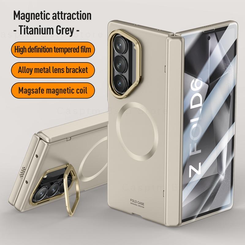 Magnetic Folding Shockproof Cover For Samsung Galaxy Z Fold 6 Case Protection Armor Cases For Samsung Z Fold6 Coque Lens Holder
