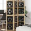 3 Panel Room Divider Brown and Black Solid Wood Paulownia
