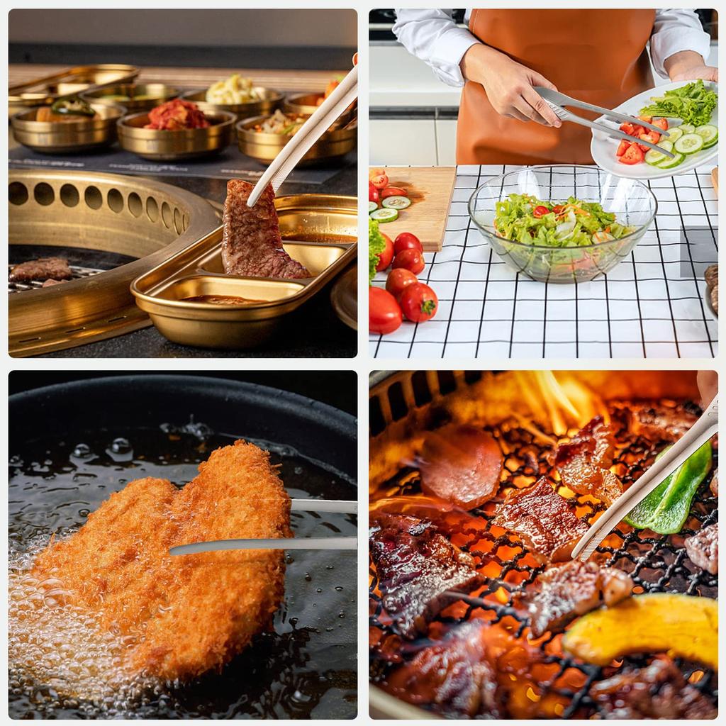 Ziyue Tongs for Stainless Cooking Yakiniku Tongs Set of Yakiniku, Steel, Freestanding, Camping, Barbecue, Chopsticks, Non-Slip, Serving, Pasta, (Tip,