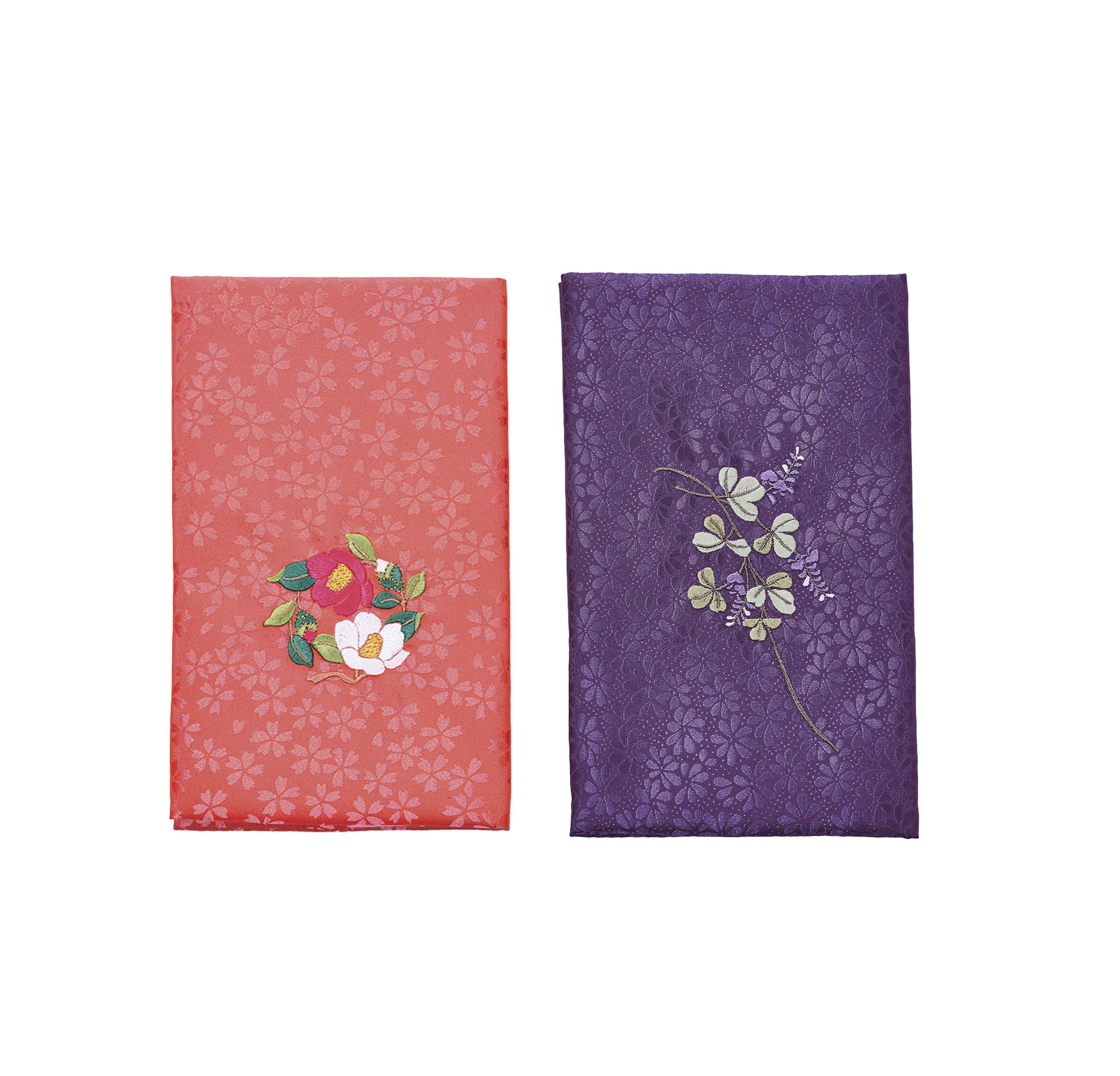 

[Kojit] Foldable Fukusa (Camellia and Hagi) - Folds in Half, Includes Advice for Writing on Money Envelopes