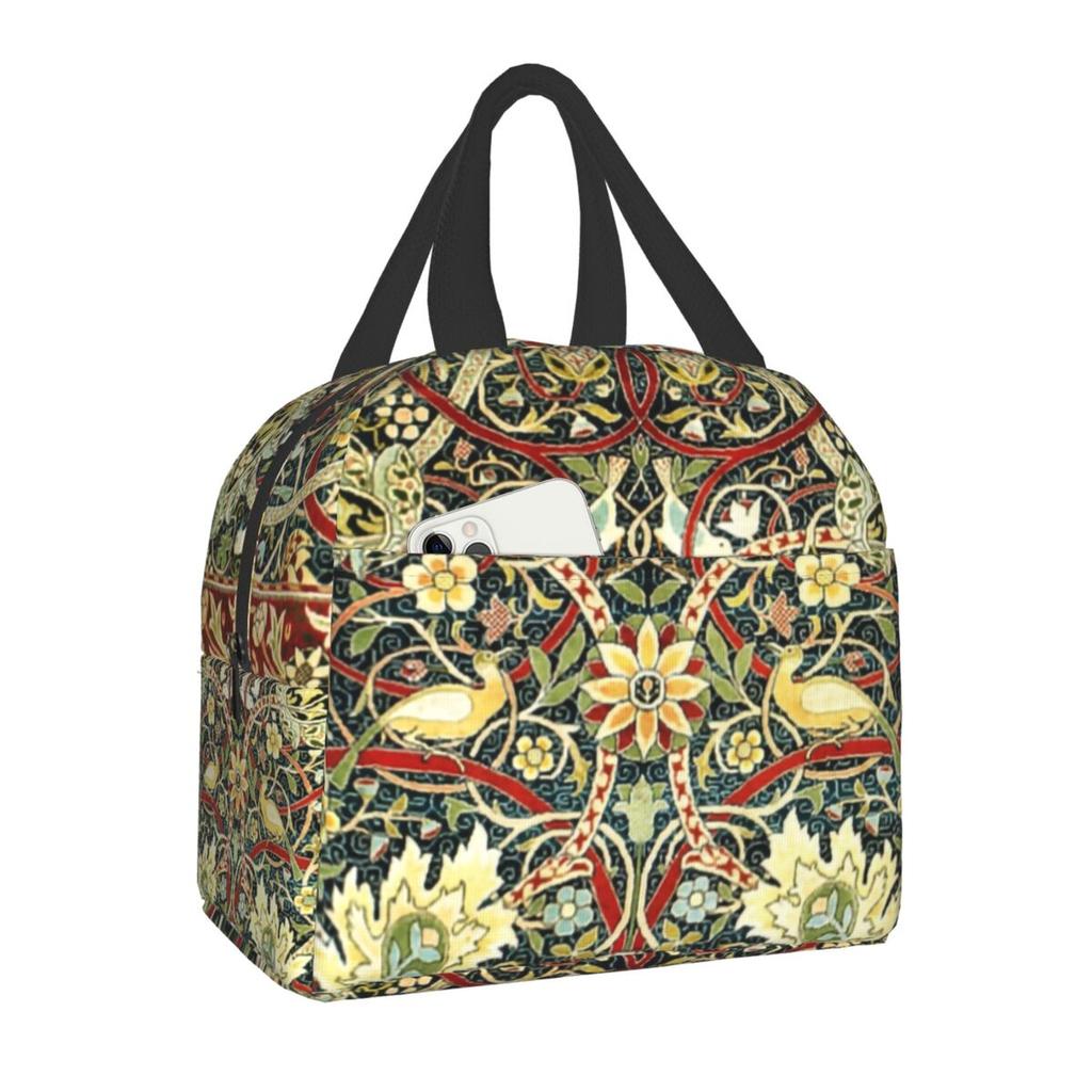 William Morris Compton Floral Pattern Lunch Box for Women Multifunction Cooler Thermal Food Insulated Lunch Bag Office Work