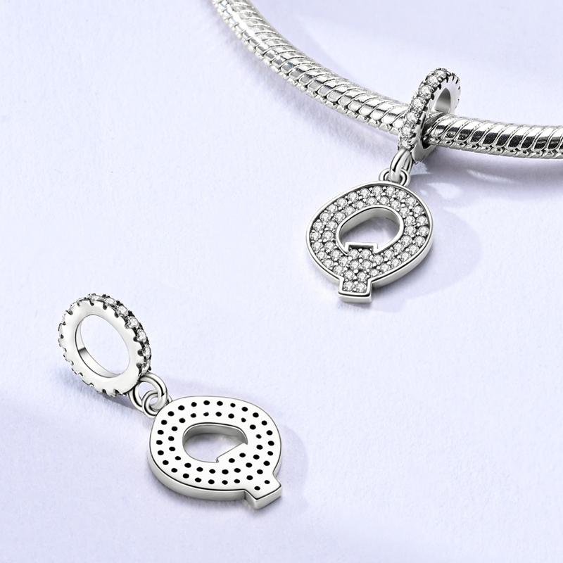 Copper Plated 26 Letters Alphabet Beads Pendant Fit Original Bangle Bracelets Charms Diy Jewelry Woman Gift