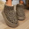 Casual Leopard Thick Plush Snow Boots Women 2025 Winter Warm Fluffy Fur Ankle Boots Soft Non Slip Thick Bottom Shoes for Woman