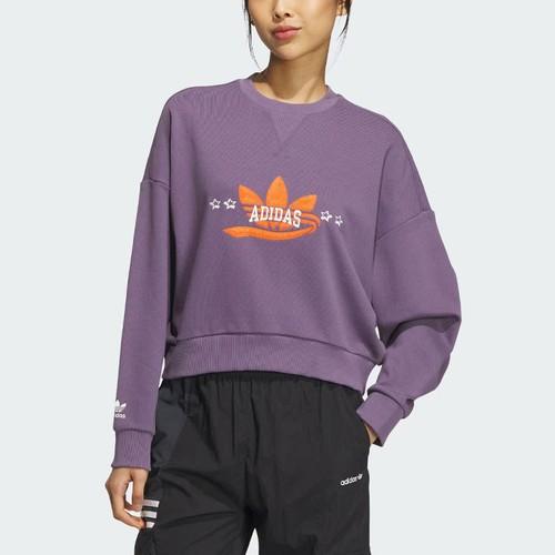 adidas Originals Sports Crewneck Sweatshirt for Women Dark Grey Violet